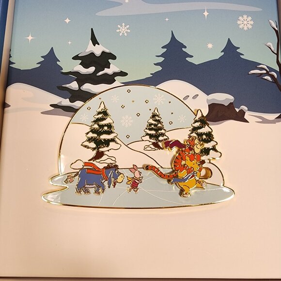 Loungefly Disney Winnie The Pooh Ice Skating LE 3" Enamel Pin Sliding NEW - Picture 9 of 12